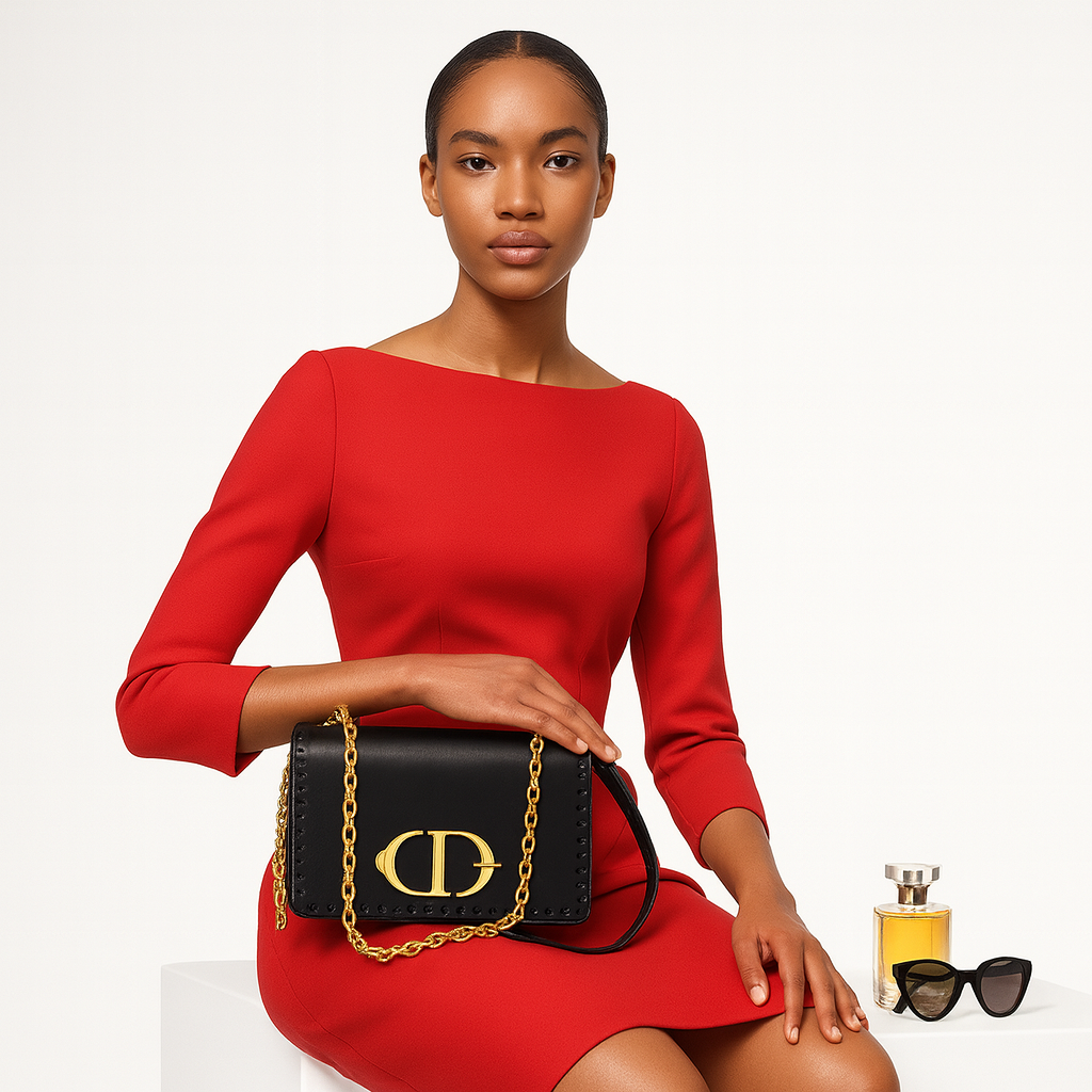 SAC A MAIN EN CUIR NOIR & MARRON